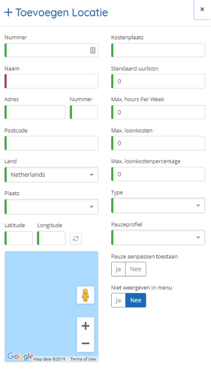 Locaties toevoegen gegevens