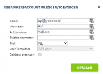 NMBRS gebruikersaccount gegevens toevoegen