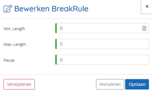 Pauzeprofiel bewerken