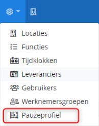 Pauzeprofiel instellingen menu