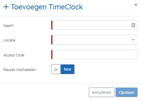 tijdklok toevoegen personeelsplanning