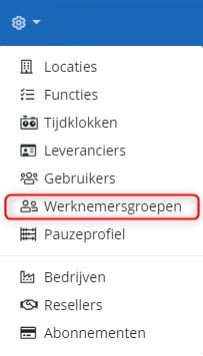 werknemersgroepen in menu